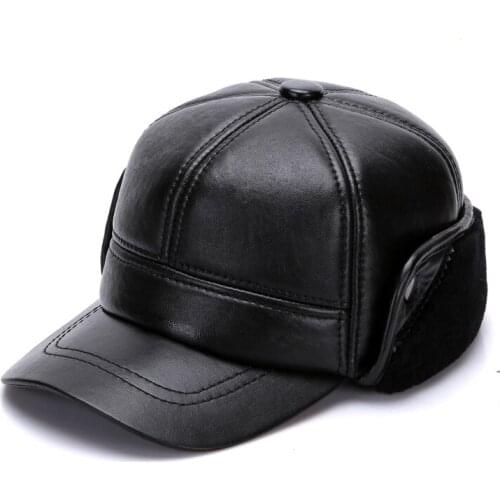 New Arrival Winter Sheepskin Hat Male Middle-aged Ear Protection Cap Elderly Wool Fur Winter Warm Cap New Year Gift B-7132