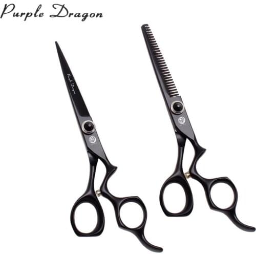 Hair Scissors Professional Purple Dragon 6" Japanese Steel Barber Thinning Shears 9016# Hairdressing Cutting Scissors Set Black