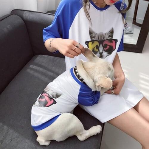Pet Matching Clothes For Small Medium Dogs Costume Summer French Bulldog Pets Dogs Clothing Cotton Pug Pet Dog Tshirt Ropa Perro
