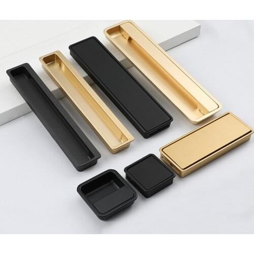 Tatami Black Invisible Wine Cabinet Moving Door Handle Gold Embedded Wardrobe Drawer Knob Gray Furniture Decoration Handle