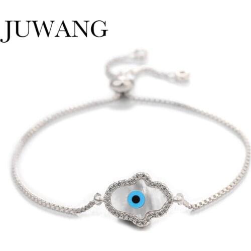 Turkish Blue Evil Eye Bracelet Micro Pave Zircon Women Charm Bracelets Adjustable Chains Handmade Jewelry Gift Wholesale