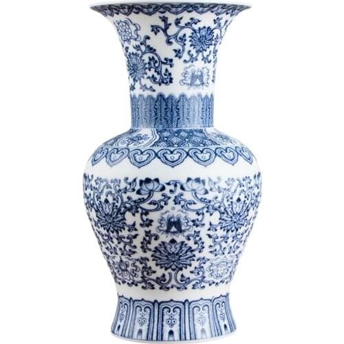 Ancient Chinese Style Jingdezhen Eggshell Blue And White Red Porcelain Kaolin Flower Vase Home Decor Handmade Vases