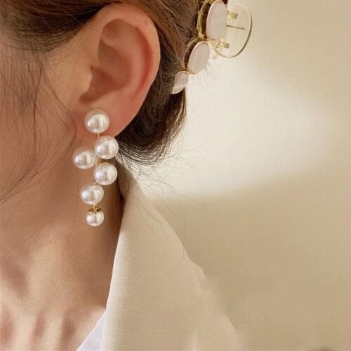 Vintage Big Pearl Beads Tassel Earrings For Women Fashion Jewelry Korean Ladies Elegant Charms Ear Jewellery Party Gifts
