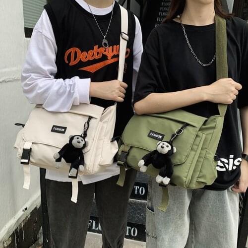 Large Capacity Unisex Shoulder Bags Japan Korean style Leisure Bags Waterproof Nylon Messenger Bags Black Oxford Book Bags
