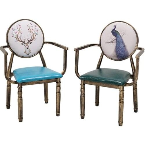 Iron armchair home stool backrest restaurant restaurant snack bar manicure cafe tea shop tables and chairs