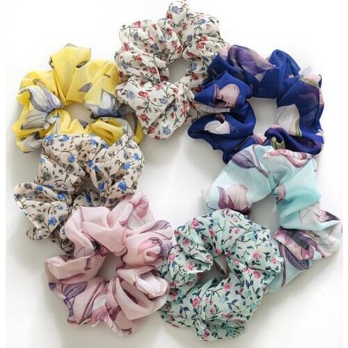 Summer Chiffon Scrunchies Rubber Hair Ties Elastic Hair Bands Floral Ponytail Holder Freshing Scrunchie Women Hair Accessories