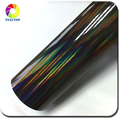 1.42*20M Air free bubbles Rainbow Laser Chrome Vinyl chrome wrap vinyl film car body sticker Grey