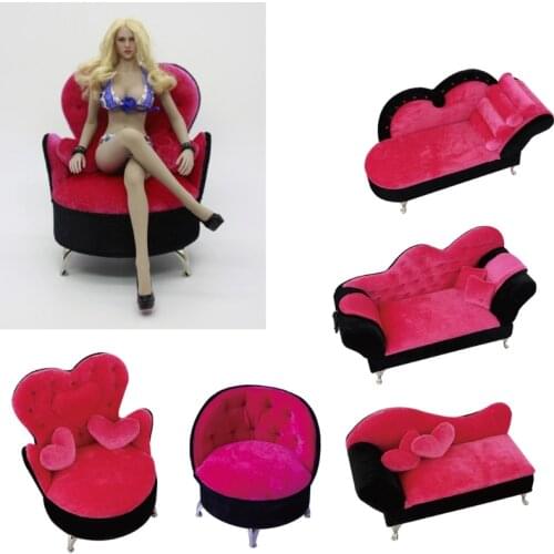 1 Pc 1/6 Dollhouse Fancy Couch Sofa Rose Pink Jewelry Storage Organizer Box Flip Can Open Compartments Armchair Sofa Box Gift