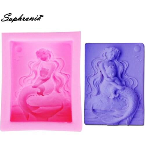 Sophronia S022 1PCS Mermaid Baby Silicone Soap Mold DIY Resin Clay Candle Making Mold Fondant Chocolate Bakeware 9.4*7.3*3cm