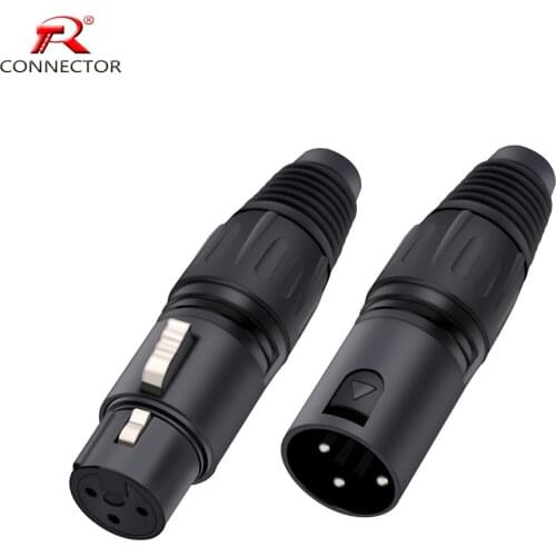 1pc XLR Male Plug or Female Jack Connector, 3 pin, Black Color, Microphone MIC XLR Adapter