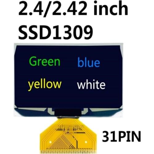 2.42 inch OLED display 128*64 dot matrix SSD1309 driver UG-2864ASGPG14 solder 31PIN Green/blue/yellow/white