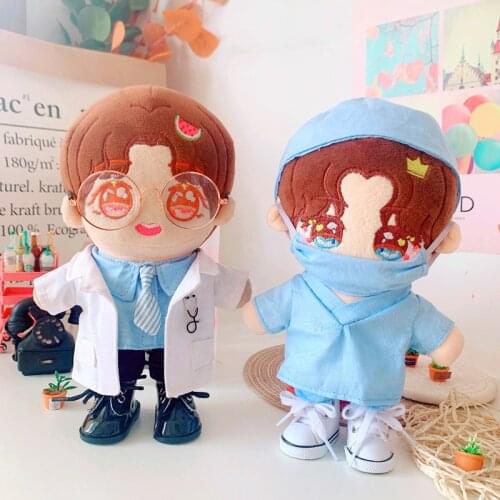 20cm Plush Dolls Clothes doctor Surgical suit shoes Changing clothes Accessories for Korea Kpop EXO Idol Dolls Clothing Fans