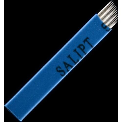 50 PCS Blue 12-Pin Permanent Makeup Manual Eyebrow Tattoo Needles Blade for 3D Embroidery Microblading Tattoo Pen Machine