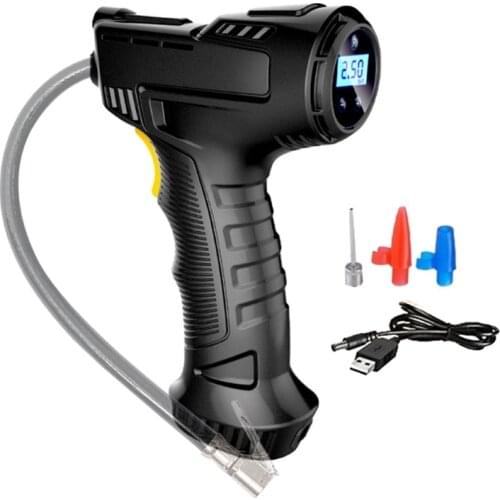 Cordless Tire Inflator Car Motorcycle Rechargeable Air Compressor with Non-skid Handle LED Light for Inflate at night