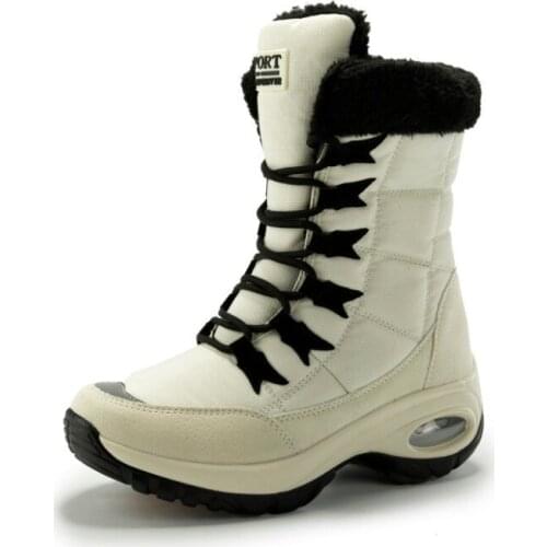 Boots Women Quality Waterproof Winter Keep Warm Mid-Calf Snow Boots Ladies Lace-up Comfortable Boots Chaussures Femmedr56