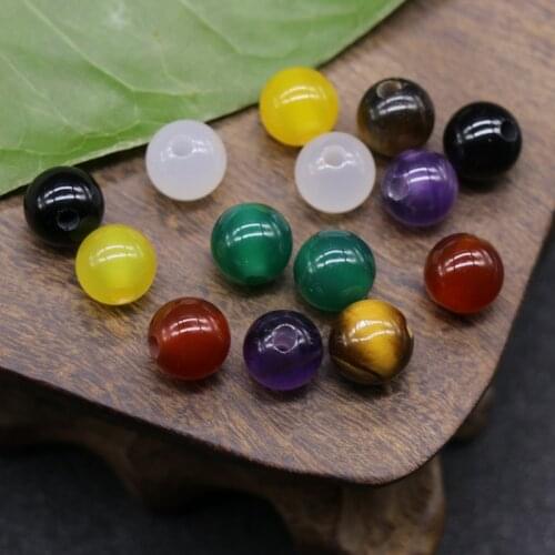 Large Hole Beads Natural Semi-precious Stone Rose Quartz Crystal Agate Round Shape Hole Size is 2mm Beads DIY Beads For Jewelry