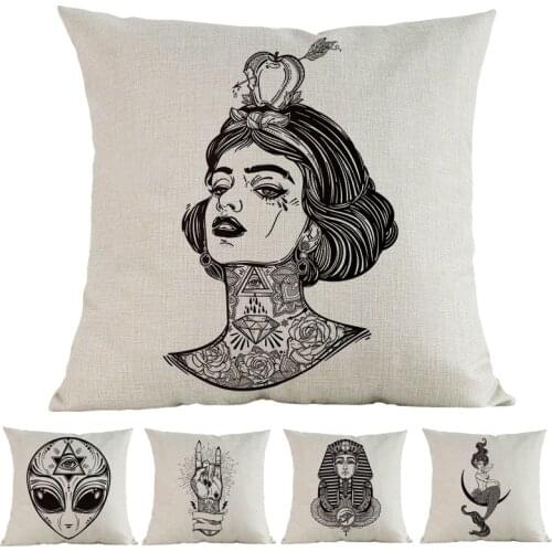 Blank Background Black Personal Characteristics Alien Dragon Mermaid Eyes Pattern Cushion Cover Home Sofa Decoration Pillow Case