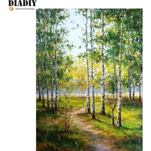DIY diamond embroidery tree scenery 5D diamond painting Cross Stitch full round Rhinestone mosaic home decoration