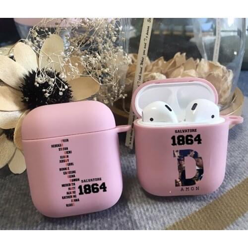 The Vampire Diaries Candy pink TPU silicone Bluetooth Airpod Case For Airpods 1/2 Anime Kimetsu Soft cover for Airpods pro