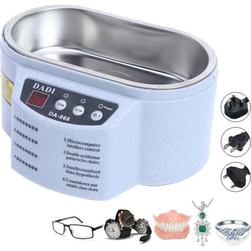 Double Powers Ultrasonic Jewelry Cleaner Bath for Watches Contact Lens Glasses Denture Teeth Electric Makeup Brush Cleaner