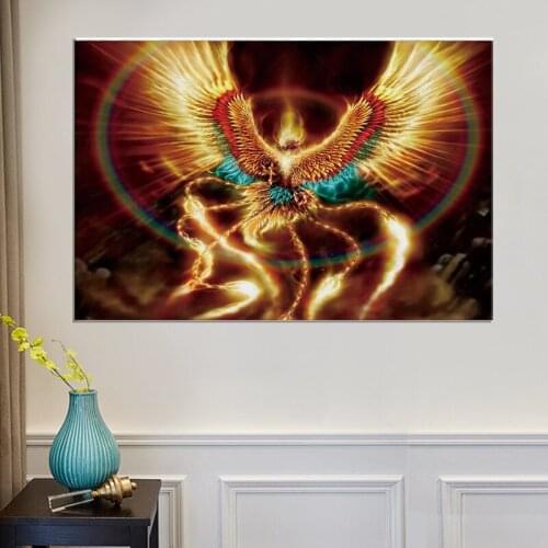 Phoenix Rebirth from the ashes living room decoration home art decor poster Canvas Painting