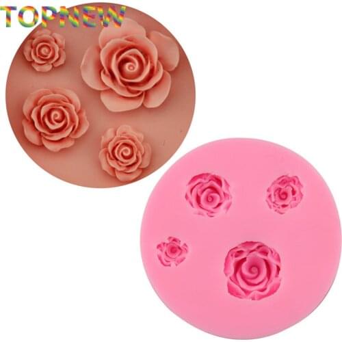 QUALITY DIY 4-hole Roses Molds Fondant Chocolate Silicone Mold Candy Moulds 100% Safe Bakeware Pastry Tool SGS C1748