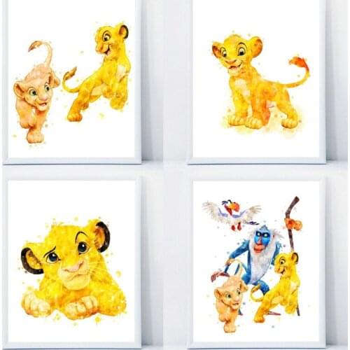 Disney Lion King Canvas Painting Cartoon Animal Posters and Prints Wall Art Pictures for kids living room Home Decor Frameless