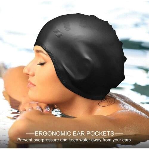 Adults Swimming Caps Men Women Long Hair Waterproof Swim Pool Cap Silicone Diving Hat Ear Protect Large Natacion Badmuts