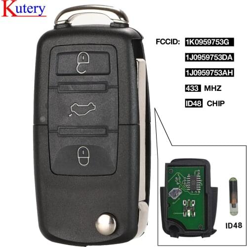 Kutery 10X Car Remote Key ID48 for 1J0959753 DA /AH /G for Caddy EOS Jetta Sirocco Tiguantouran Passat Bora Polo Golf Beetle