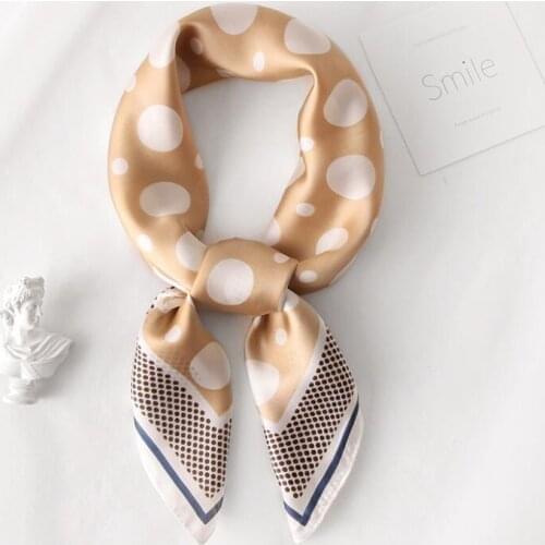 Yishine Dots Pattern Silk Satin Women Square Scarf Ladies Wrap Bandana Head Scarf Shawls Bag Accessories Handkerchief