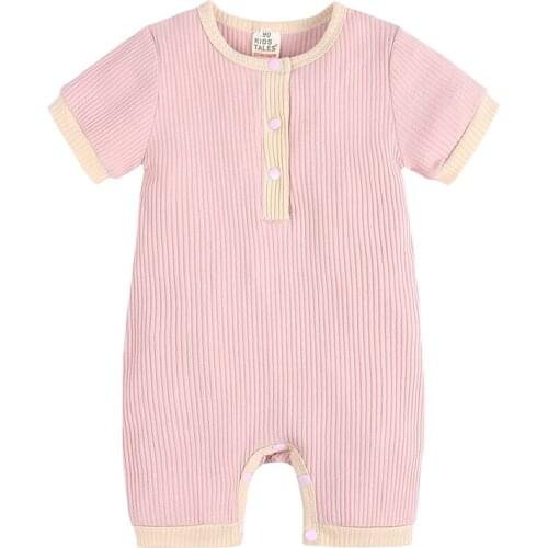 Summer Newborn Baby Romper Soild Color Baby Clothes Girl Rompers Cotton Short Sleeve O-neck Infant Boys Romper 3-18 Months