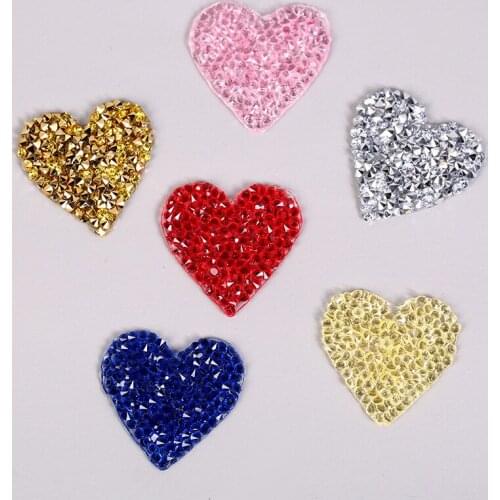 Small heart mixed Crystal Rhinestone Patches Clothing Iron on Clothes Appliques Badge Stripes Sticker Apparel Accessories