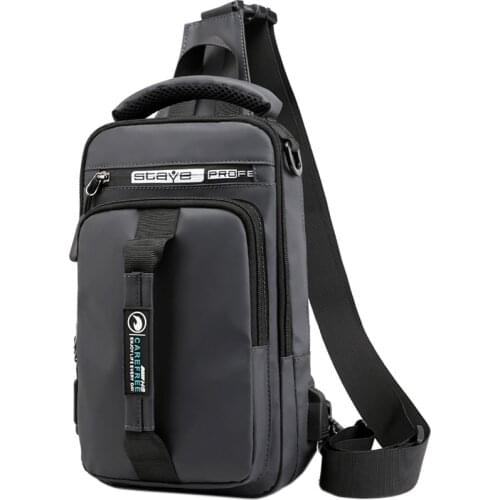 Male sling travel chest bag reflective strip backbag unisex one shoulder usb bag waterproof small messenger bag bagpack