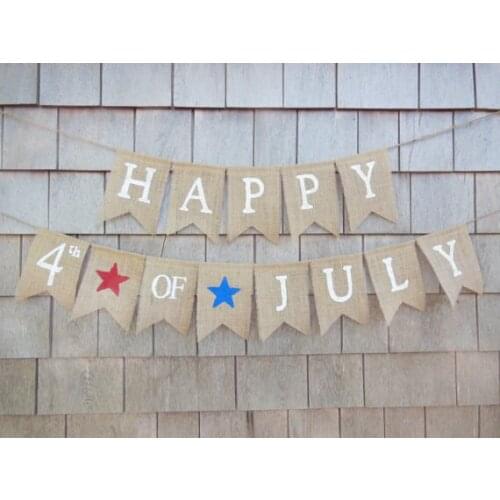 Custom 4th of July Patriotic burlap Banners St Patricks Day party Buntings garlands Photo Prop signs