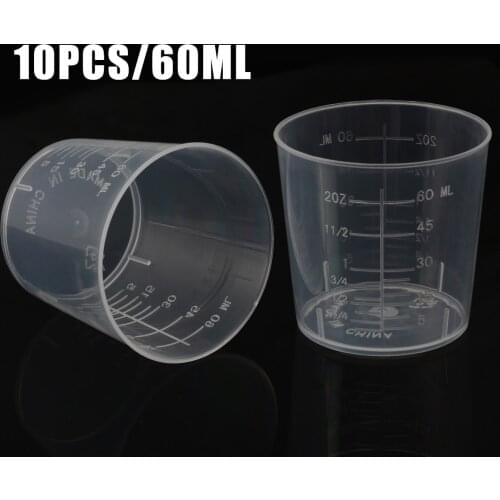 New Arrivals 10Pcs 60ml Plastic Transparent Measuring Cups With Scale For Liquid Measure Jug Cup Container