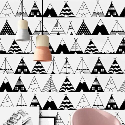 Nordic Style Wallpaper Ins Tv Background Black White Geometry Bedroom Living Room Modern Minimalist Wallpaper Papel De Parede