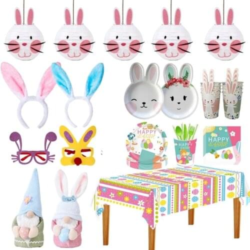 20pcs Easter decoration DIY Rabbit Garland Easter Egg Wreath Decoration Artificial Flower For Easter Party DIY Craft Kids Gift