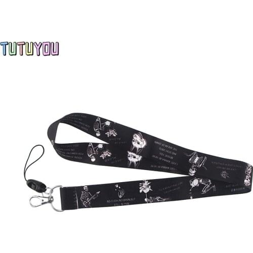 PC2358 Gothic Style Life Skull Lanyards ID Badge Holder ID Card Pass Mobile Phone Straps Badge Key Holder Keychain