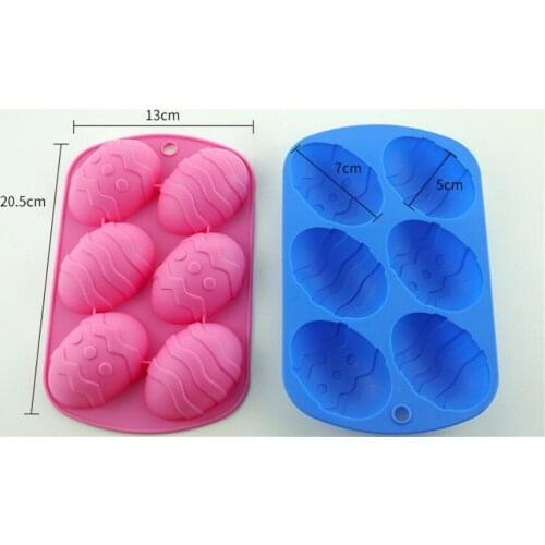 New 50pcs/lot 6 Cavity Easter Egg Shape Baking Tray Silicone Mold Dessert Silicone Cake Chocolate Baking Molds