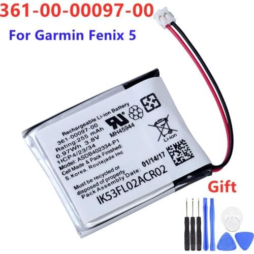 For Garmin Fenix 5 Replacement Battery 255mAh Original Watch Battery 361-00097-00 + Free Tools