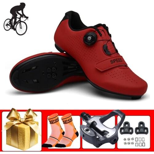 Road Cycling Shoes Unisex Outdoor Sports Self-locking Breathable Flat Shoes Add SPD-SL Pedal Ultra-light Racing Bicycle Sneakers