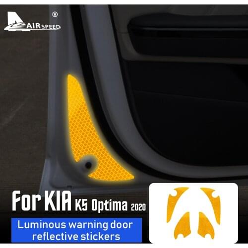 AIRSPEED for KIA K5 Optima 2020 Accessories Interior Trim Car Door Waterproof Luminous Warning Safety Light Reflective Sticker