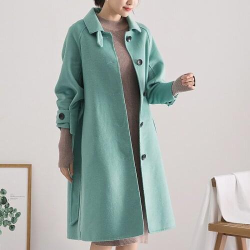 Long 100% Coat Korean Elegant Wool Jacket Spring Autumn Yellow Coats and Jackets Women Casaco Feminino HD9029 KJ4055