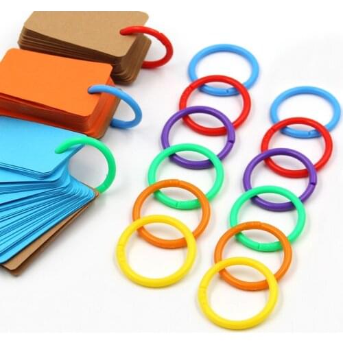 100pcs/lot Open Plastic Loose-leaf Ring Single Ring Soft Rubber Double Buckle Album Card Book Binding DIY Decoration Accessories