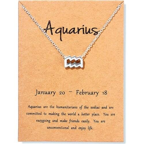 12 Constellation Aquarius Leo Libra Message Card Jewelry Pendant Necklace Necklaces For Women Birthday Gift