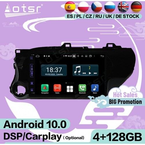 128G Carplay Screen Multimedia Stereo Android 10 Player For Toyota Hilux 2016 2017 2018 GPS Navi Audio Radio Receiver Head Unit