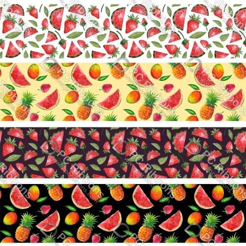 16-75MM Watermelon/Fruits Printed Grosgrain&Sati&16MM Foe Ribbon DIY Handmade Materials Christmas Wedding Gift Wrap Tape 50yards