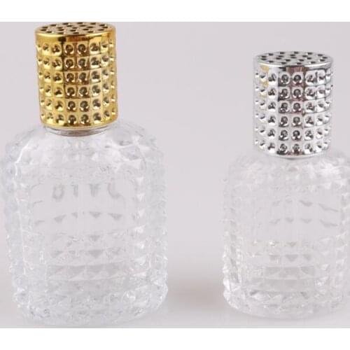 30ML 50ML Cosmetic Perfume Empty Container Clear Glass Travel Spray Bottles With Gold Silver Lids LX3483