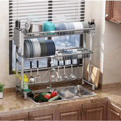 304 stainless steel telescopic kitchen sink shelf dish drain basket kitchen pool storage rack above the dish rack