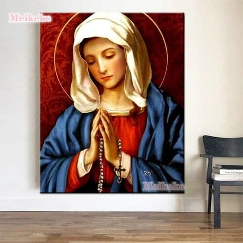 Religion IconDIY Diamond Display Rhinestones Round Virgin Mary Diamond Embroidery Cross Stitch Religion Mosaique